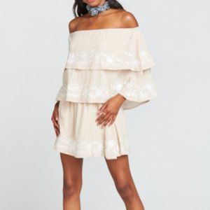 Show Me Your Mumu 100% Cotton Lenora Romper Tropicana Embroidery Tan Floral